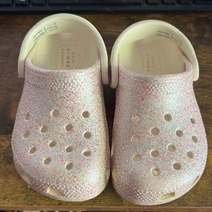 Glitter Pink/White Toddler Crocs
